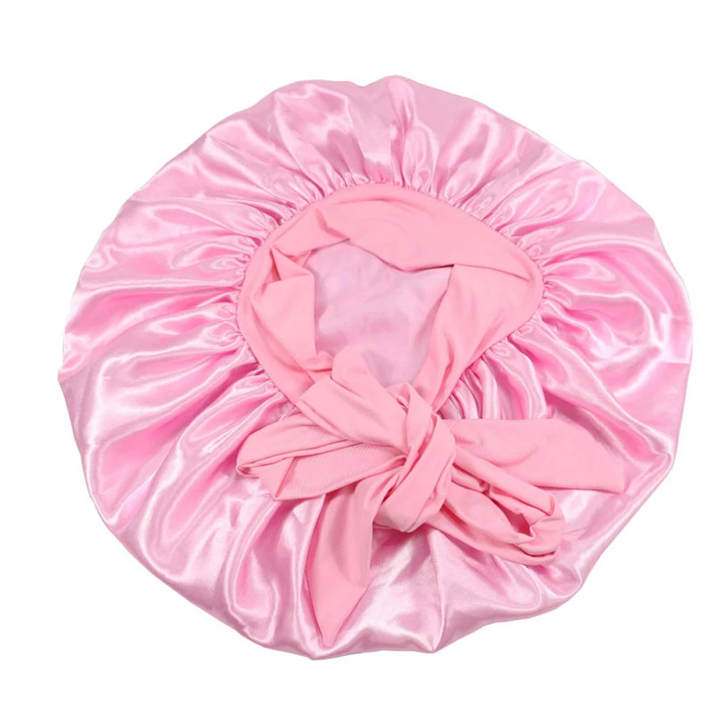 New Satin Hair Cap For Sleeping Invisible Flat Imitation Silk Round Haircare Women Headwear Ceremony Adjusting Button Night Hat