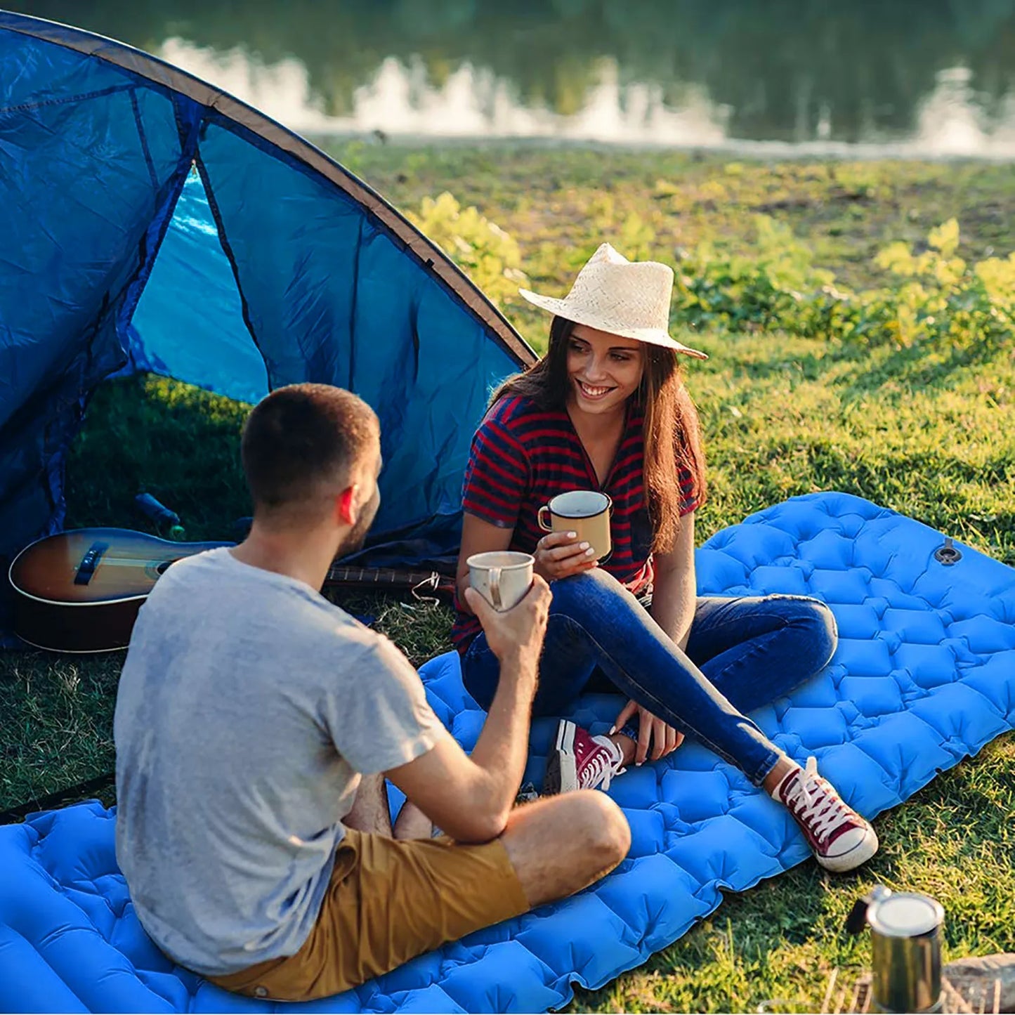 Ultralight Inflatable Sleeping Mat for Camping, Compact and Comfortable, for Outdoor Adventures, Easy to Inflate