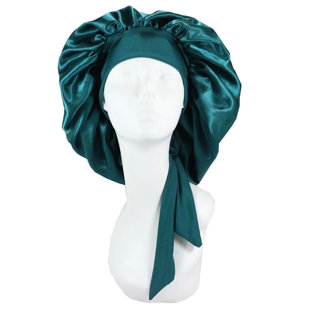 New Satin Hair Cap For Sleeping Invisible Flat Imitation Silk Round Haircare Women Headwear Ceremony Adjusting Button Night Hat