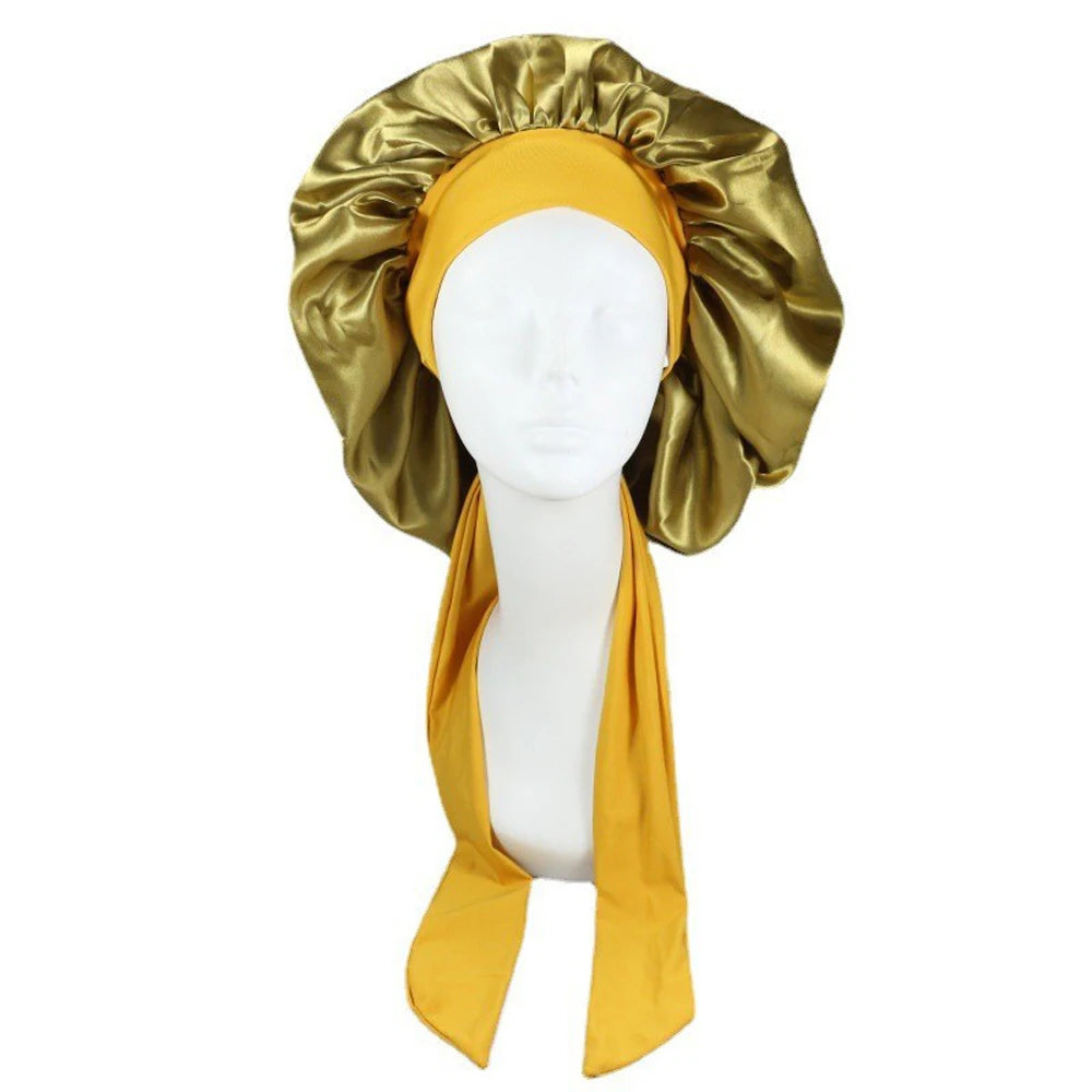 New Satin Hair Cap For Sleeping Invisible Flat Imitation Silk Round Haircare Women Headwear Ceremony Adjusting Button Night Hat