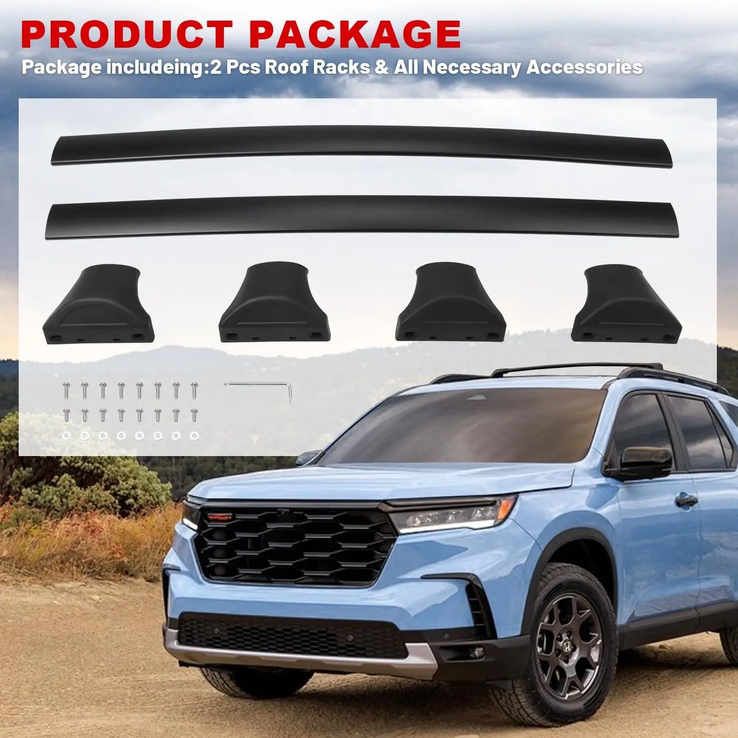 220LBS Roof Rack Cross Bars fit for 2023-2025 Honda Pilot Black Luggage Carrier