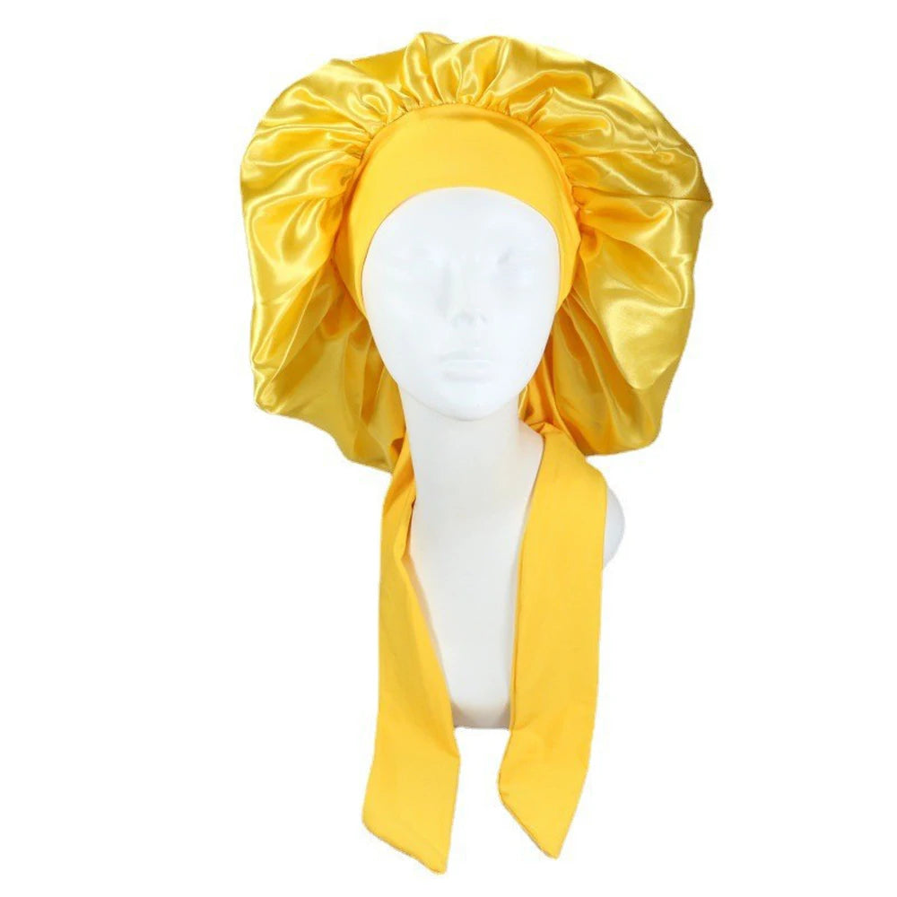 New Satin Hair Cap For Sleeping Invisible Flat Imitation Silk Round Haircare Women Headwear Ceremony Adjusting Button Night Hat