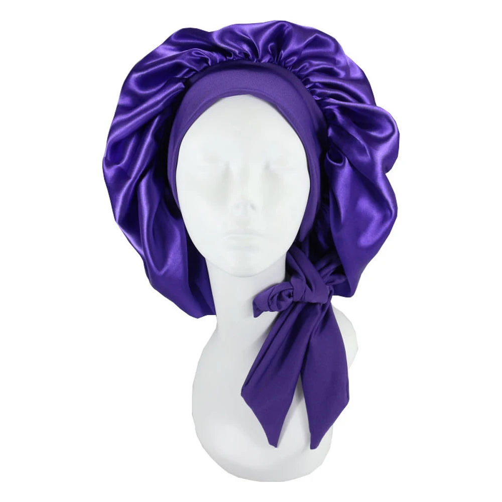 New Satin Hair Cap For Sleeping Invisible Flat Imitation Silk Round Haircare Women Headwear Ceremony Adjusting Button Night Hat