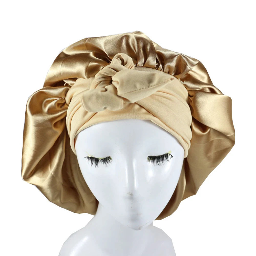 New Satin Hair Cap For Sleeping Invisible Flat Imitation Silk Round Haircare Women Headwear Ceremony Adjusting Button Night Hat