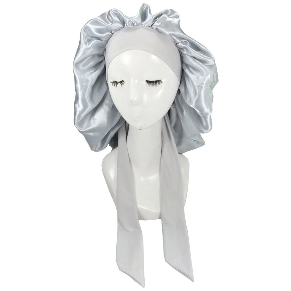 New Satin Hair Cap For Sleeping Invisible Flat Imitation Silk Round Haircare Women Headwear Ceremony Adjusting Button Night Hat