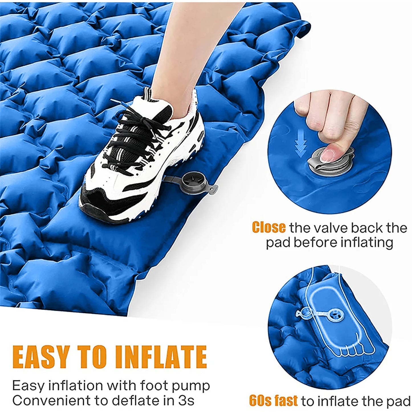 Ultralight Inflatable Sleeping Mat for Camping, Compact and Comfortable, for Outdoor Adventures, Easy to Inflate