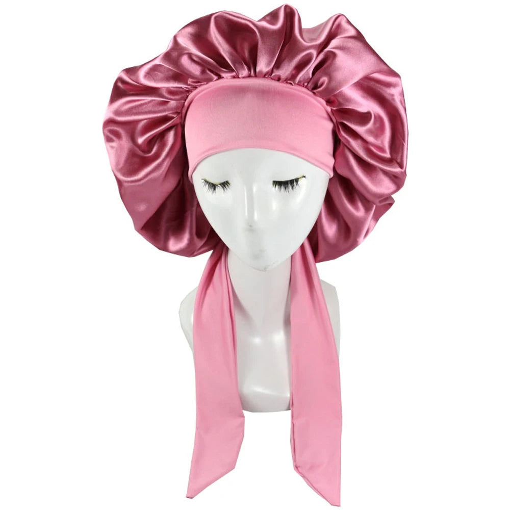 New Satin Hair Cap For Sleeping Invisible Flat Imitation Silk Round Haircare Women Headwear Ceremony Adjusting Button Night Hat