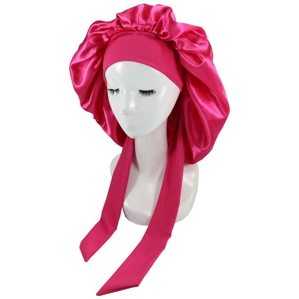 New Satin Hair Cap For Sleeping Invisible Flat Imitation Silk Round Haircare Women Headwear Ceremony Adjusting Button Night Hat
