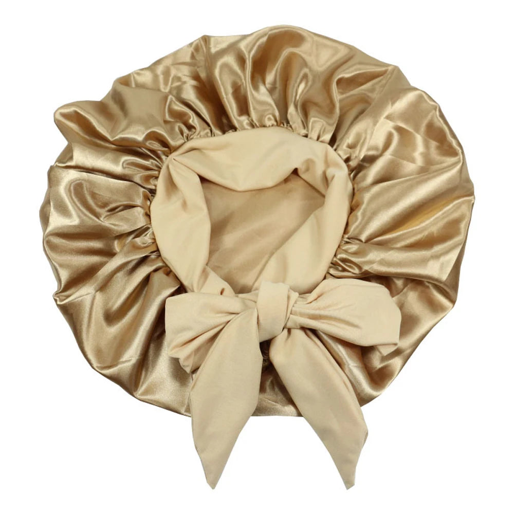 New Satin Hair Cap For Sleeping Invisible Flat Imitation Silk Round Haircare Women Headwear Ceremony Adjusting Button Night Hat