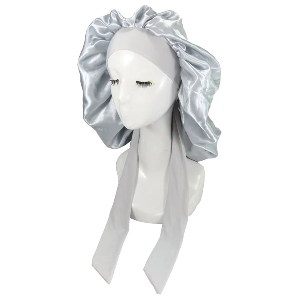 New Satin Hair Cap For Sleeping Invisible Flat Imitation Silk Round Haircare Women Headwear Ceremony Adjusting Button Night Hat