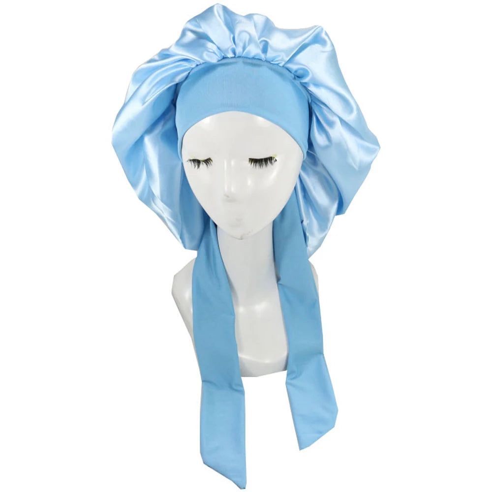 New Satin Hair Cap For Sleeping Invisible Flat Imitation Silk Round Haircare Women Headwear Ceremony Adjusting Button Night Hat