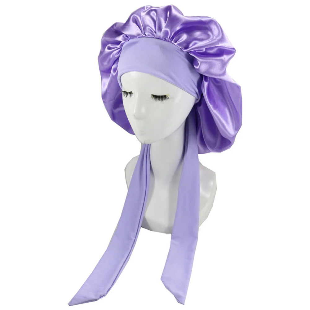 New Satin Hair Cap For Sleeping Invisible Flat Imitation Silk Round Haircare Women Headwear Ceremony Adjusting Button Night Hat
