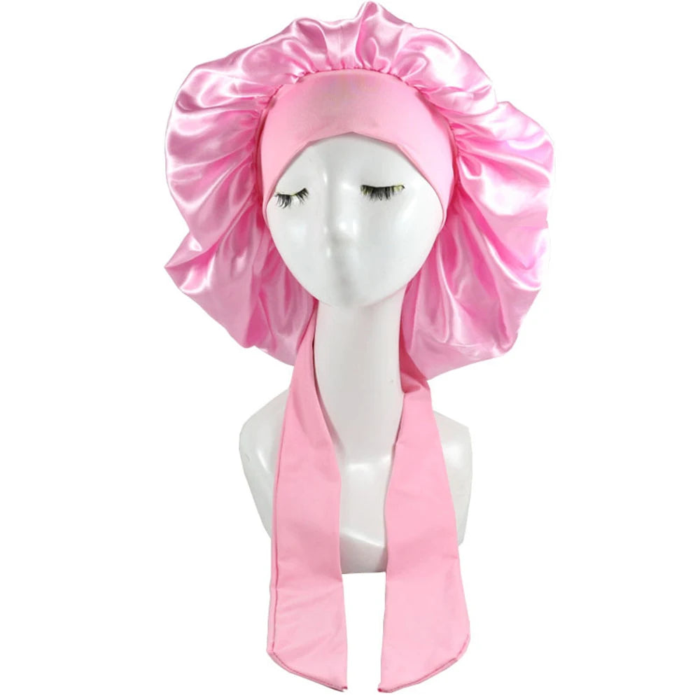 New Satin Hair Cap For Sleeping Invisible Flat Imitation Silk Round Haircare Women Headwear Ceremony Adjusting Button Night Hat