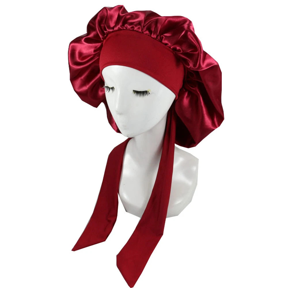 New Satin Hair Cap For Sleeping Invisible Flat Imitation Silk Round Haircare Women Headwear Ceremony Adjusting Button Night Hat