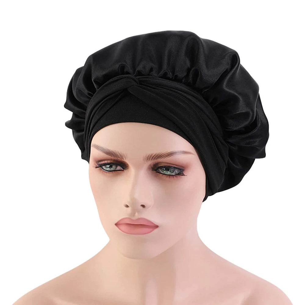 New Satin Hair Cap For Sleeping Invisible Flat Imitation Silk Round Haircare Women Headwear Ceremony Adjusting Button Night Hat