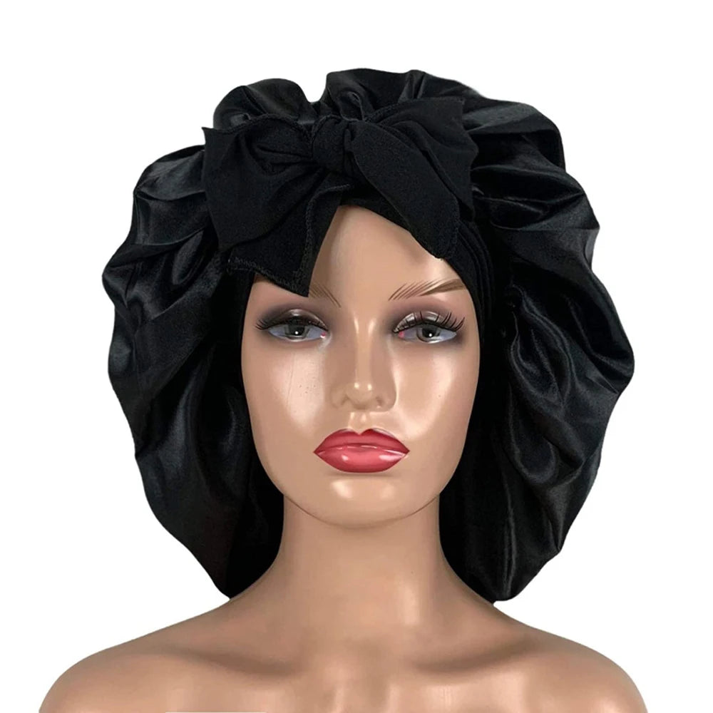 New Satin Hair Cap For Sleeping Invisible Flat Imitation Silk Round Haircare Women Headwear Ceremony Adjusting Button Night Hat