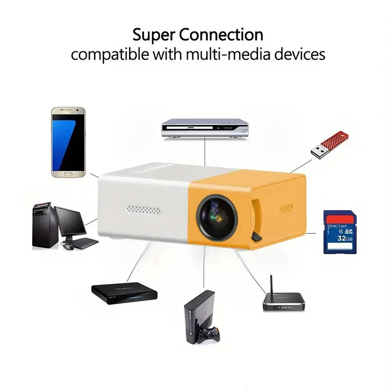 New Projector for Home Use 4K Ultra HD Mobile Phone Wall Projection, Dormitory, Bedroom, Living Room, Home Cinema Projector