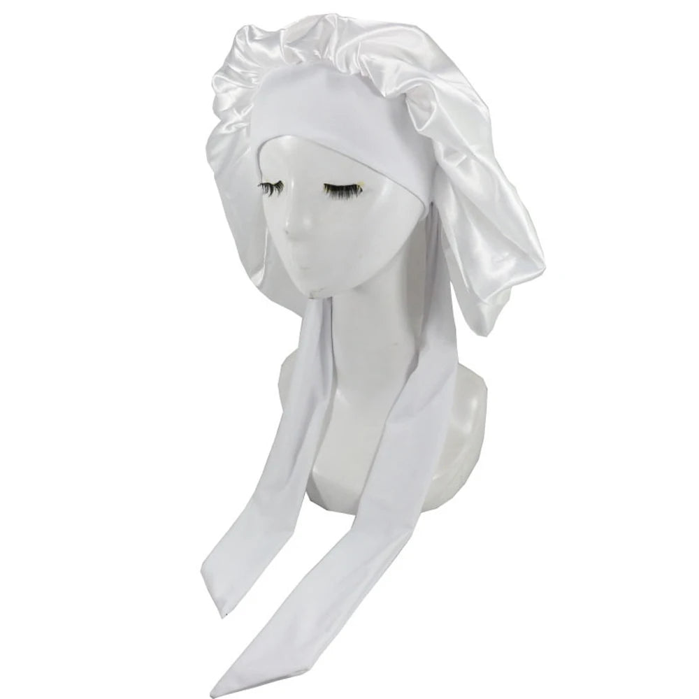 New Satin Hair Cap For Sleeping Invisible Flat Imitation Silk Round Haircare Women Headwear Ceremony Adjusting Button Night Hat