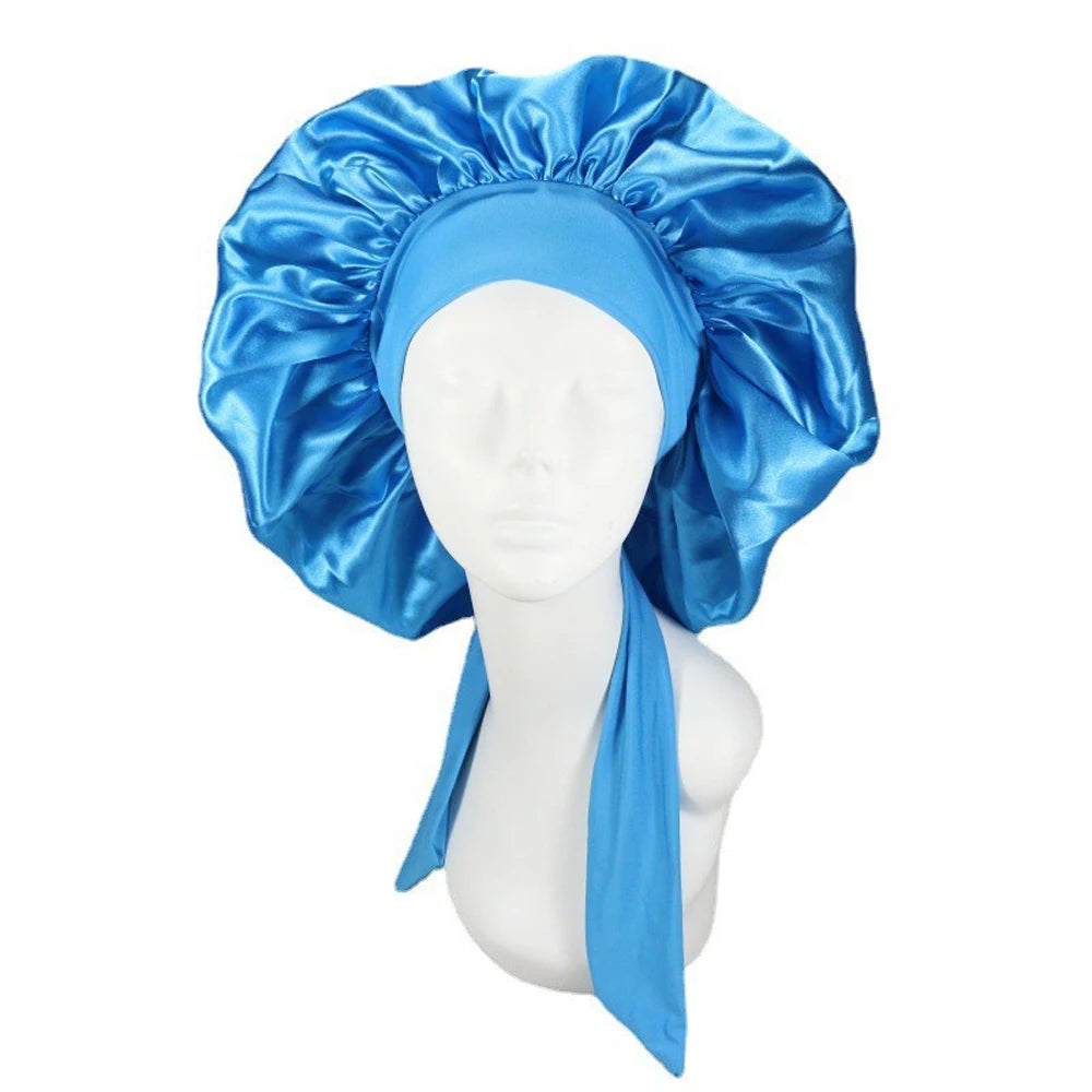 New Satin Hair Cap For Sleeping Invisible Flat Imitation Silk Round Haircare Women Headwear Ceremony Adjusting Button Night Hat