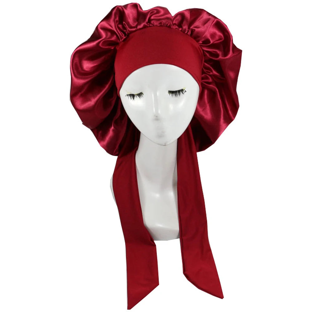 New Satin Hair Cap For Sleeping Invisible Flat Imitation Silk Round Haircare Women Headwear Ceremony Adjusting Button Night Hat