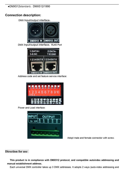 LED RGB RGBW DMX 512 Decoder 8A 3CH 4CH DMX512 Controller LED DMX512 Decoder For LED Light Strips