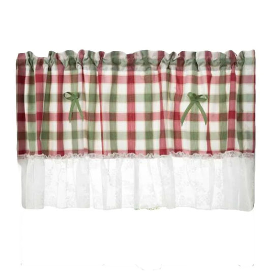 Lace Grid Short Kitchen Curtain Half Window Curtain Cafe Curtain Tier Curtain