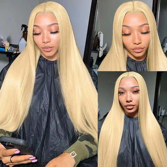 200 Density HD Transparent 13x6 Lace Frontal Human Hair Wigs For Women Straight Pre Plucked 613 Blonde Lace Front Human Hair Wig