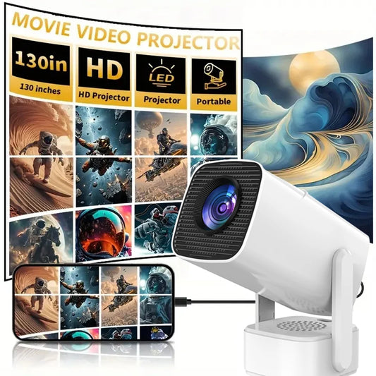 Portable Mini Projector - Home Theater LED Projector with Quick Focus, Built-in Speakers, Full HD 1080P Resolution,Holiday Gift