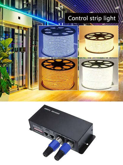 LED RGB RGBW DMX 512 Decoder 8A 3CH 4CH DMX512 Controller LED DMX512 Decoder For LED Light Strips