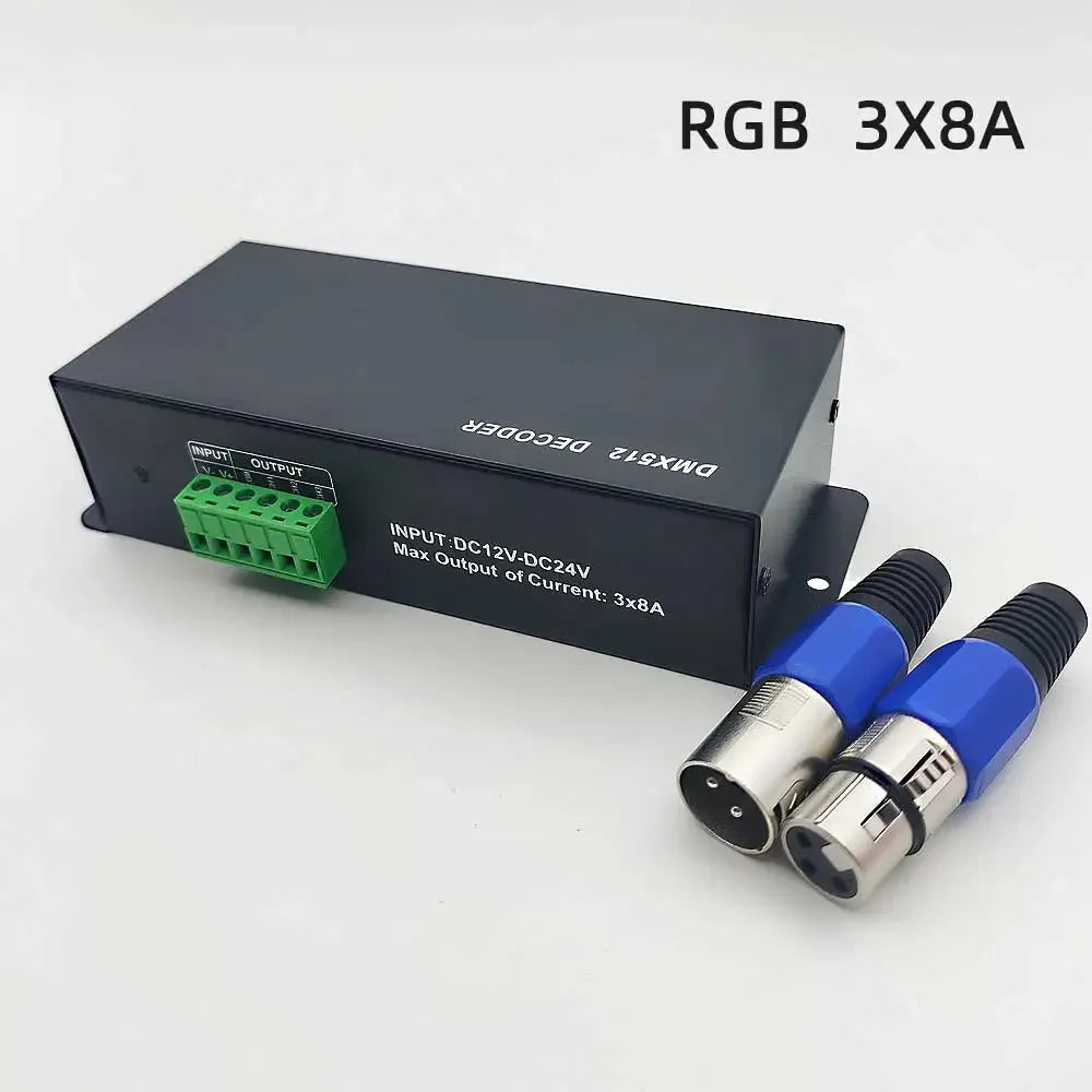 LED RGB RGBW DMX 512 Decoder 8A 3CH 4CH DMX512 Controller LED DMX512 Decoder For LED Light Strips