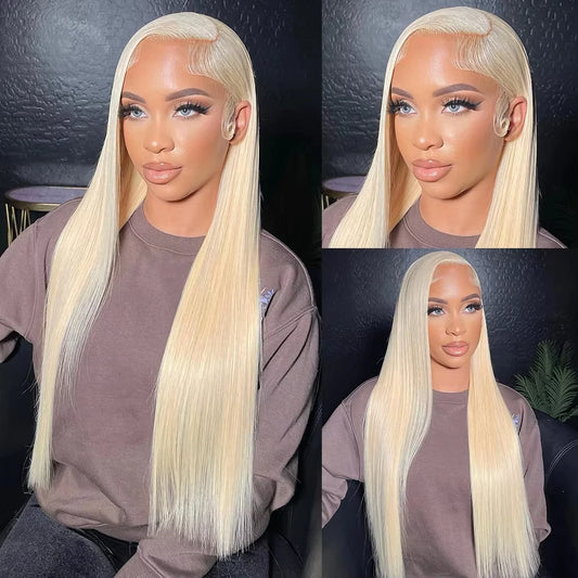 613 Blonde Bone Straight Human Hair 13x6 Hd Lace Frontal Wig Honey Colored Lace 200 Density 13x4 HD Lace Front Human Hair Wig